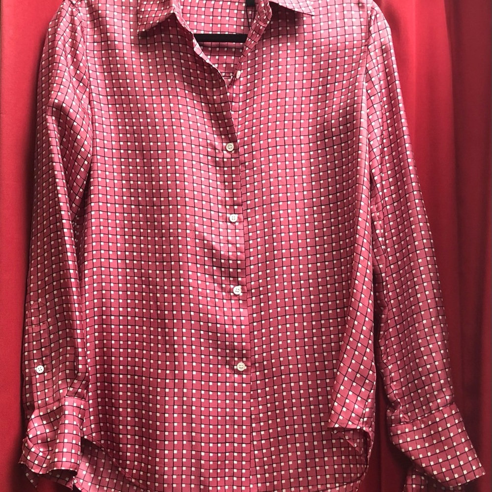 THEORY 100% Silk Button-Down Shirt - Petite